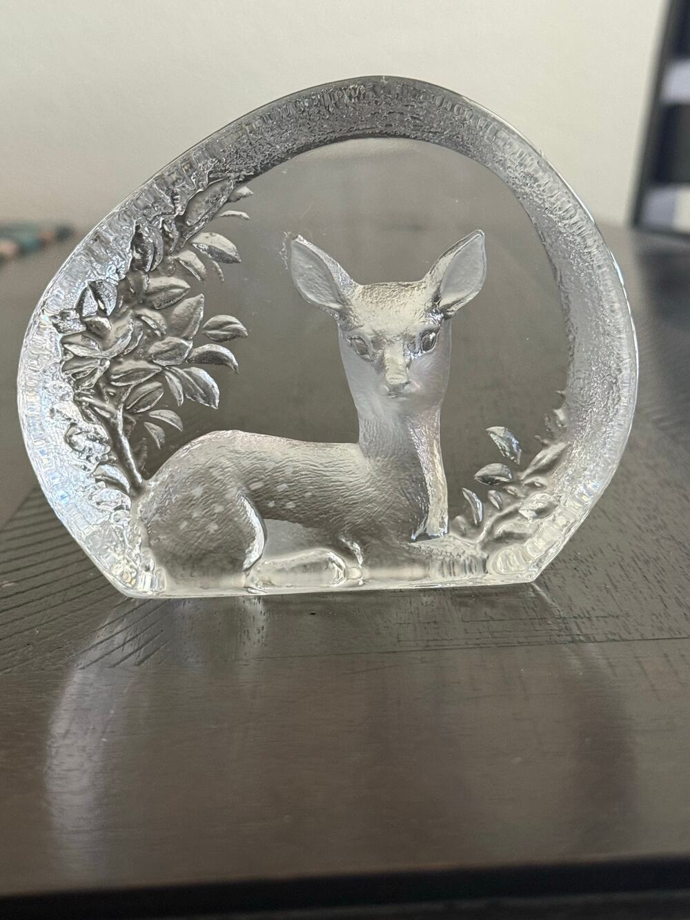 Vintage Mats Jonasson Sweden Fawn Deer Crystal Sculpture Signed 3287